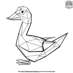 3D Paper Duck Coloring Pages