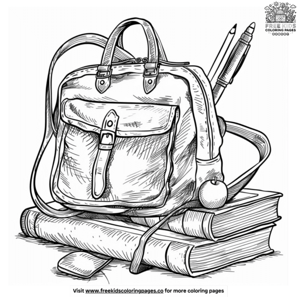 Creative school supplies coloring pages for kids