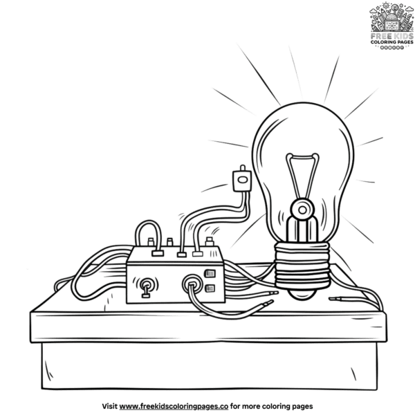 Lightbulb experiment science coloring pages