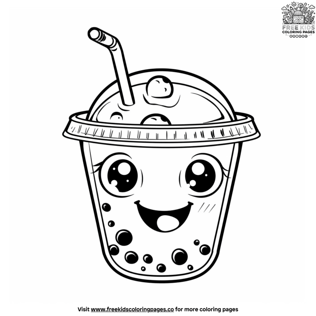 Cute Little Boba Tea Coloring Pages