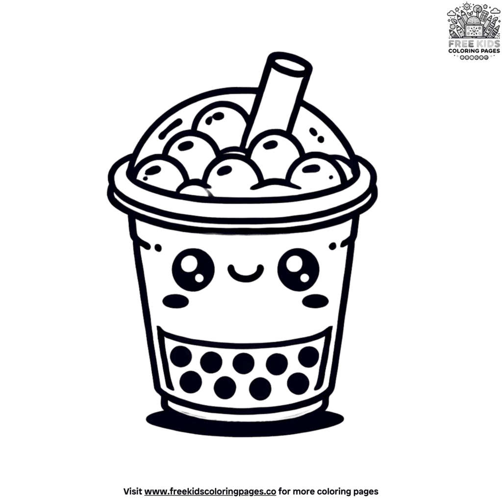 Creative Boba Tea Coloring Pages - Cute Boba Tea Adventure Coloring Page 3 1024x1024 