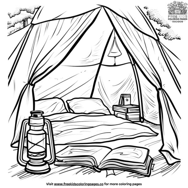 Camping tent coloring pages