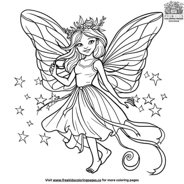 Peaceful fairy coloring pages