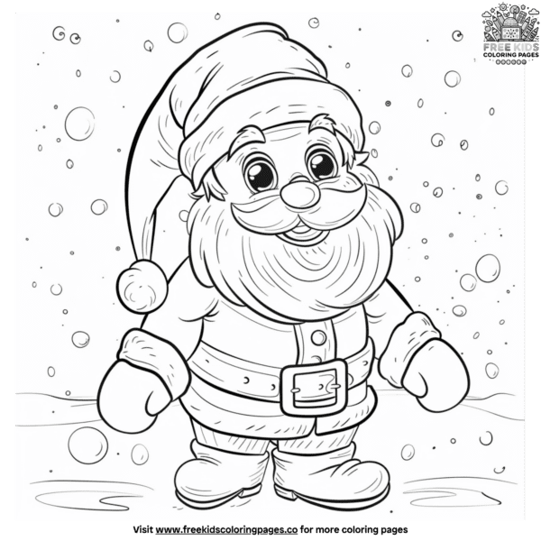 Cheerful cute santa coloring pages