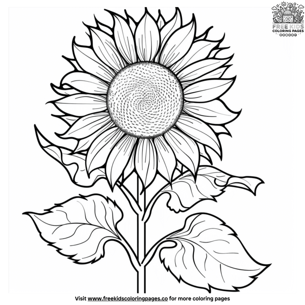 Pleasant Sunflower Coloring Pages Free Kids Coloring Pages