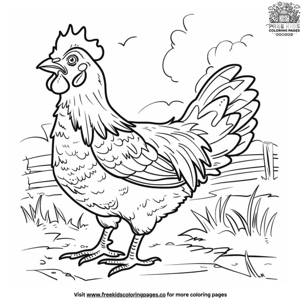 Cute chicken coloring pages