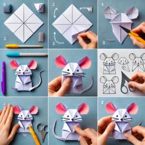 a collage of a step by step instructions to make a mouse