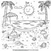 Smiling Sun At Beach Coloring Pages