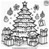 Charming Christmas Tree with Presents Coloring Pages