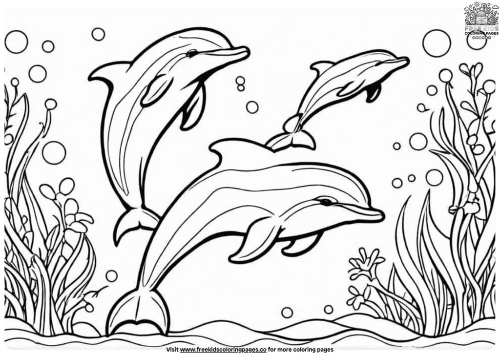 Dolphin ocean coloring pages