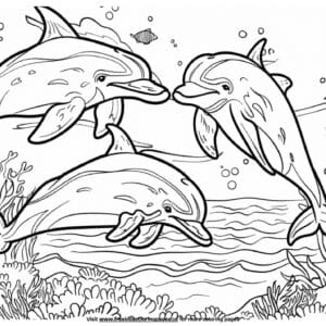 Exciting dolphin ocean coloring pages