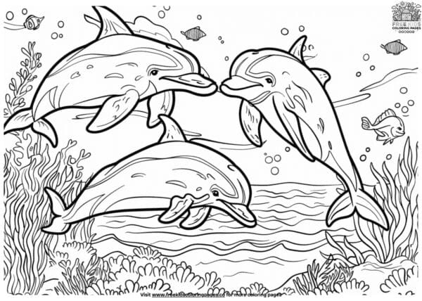 Exciting dolphin ocean coloring pages