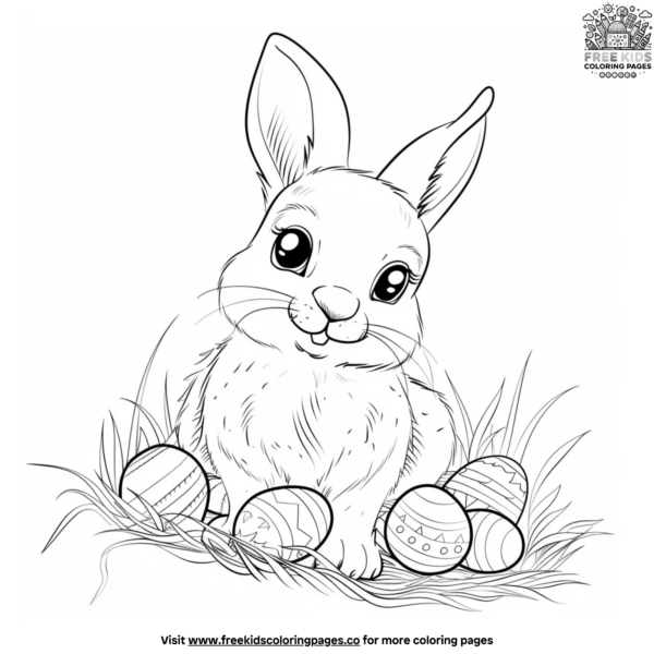 Delightful Easter Bunny and Egg Hunt Coloring Pages