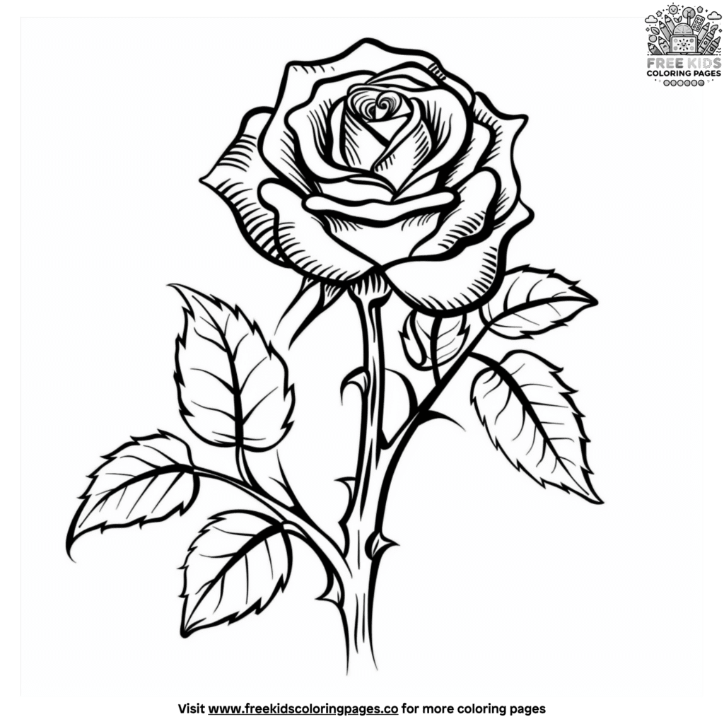 Lovely Rose Coloring Pages For Kids