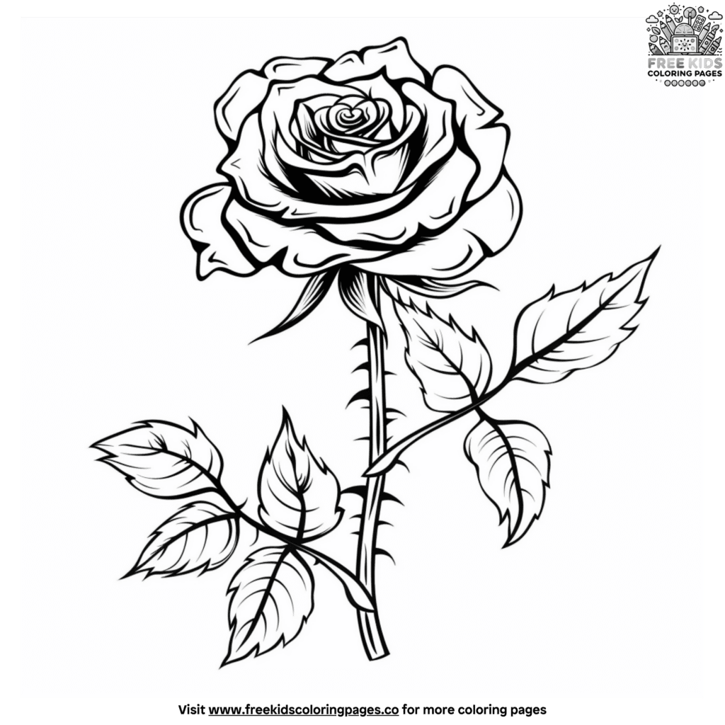 Alluring And Cute Rose Coloring Pages For Toddlers