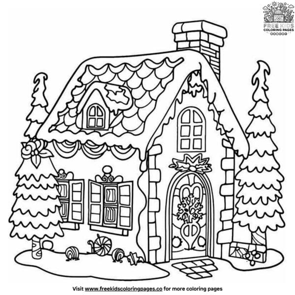 Fantasy gingerbread house coloring pages