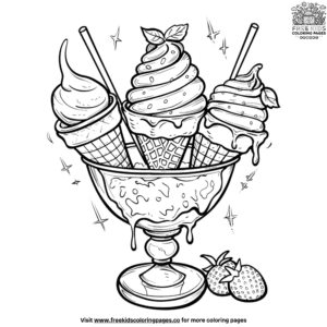 Cheerful Ice Cream Sundae Coloring Pages