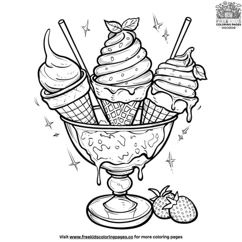 Delightful Ice Cream Sundae Coloring Pages