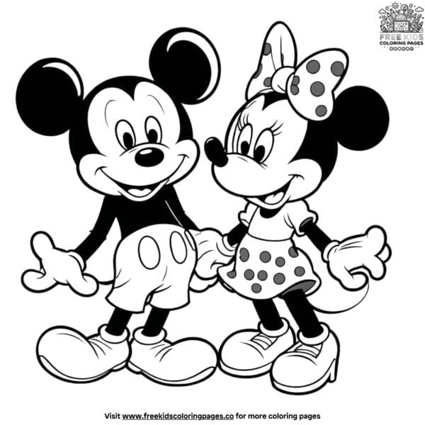 Delightful mickey and minnie coloring pages