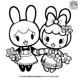 Adorable My Melody and Kuromi Coloring Pages