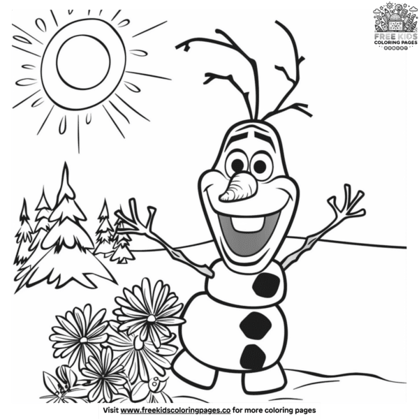 Fun olaf summer coloring pages for kids