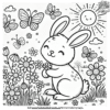 Cheerful Spring Bunny Coloring Pages