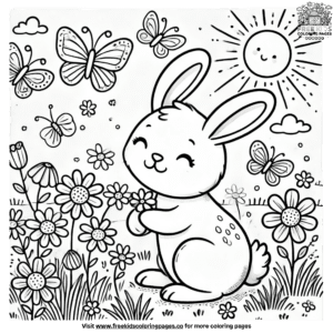 Cheerful spring bunny coloring pages