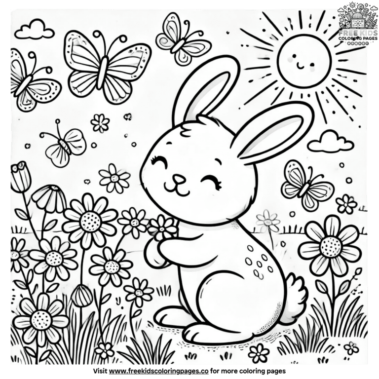 Cheerful Spring Bunny Coloring Pages