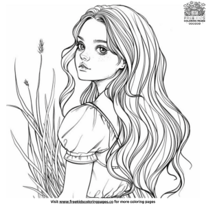 Adorable long hair coloring pages