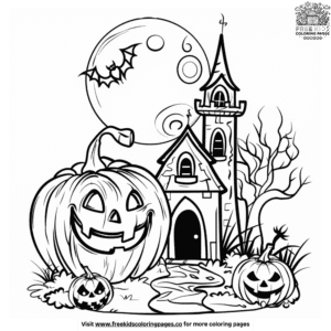 Spooky happy halloween coloring pages for kids