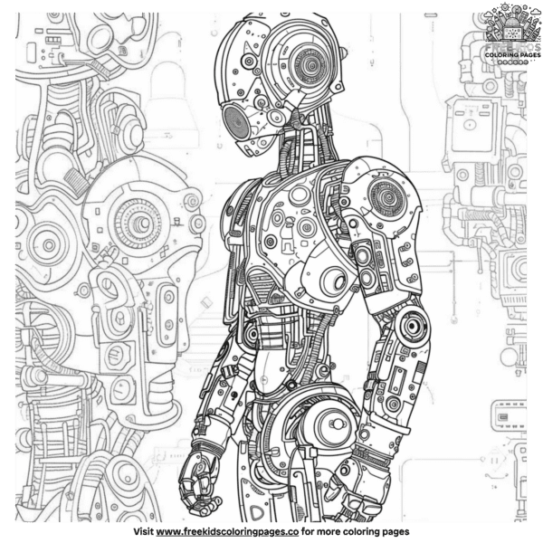 Detailed robot coloring pages