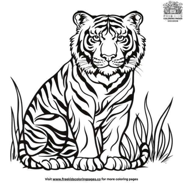 Predatory tiger coloring pages