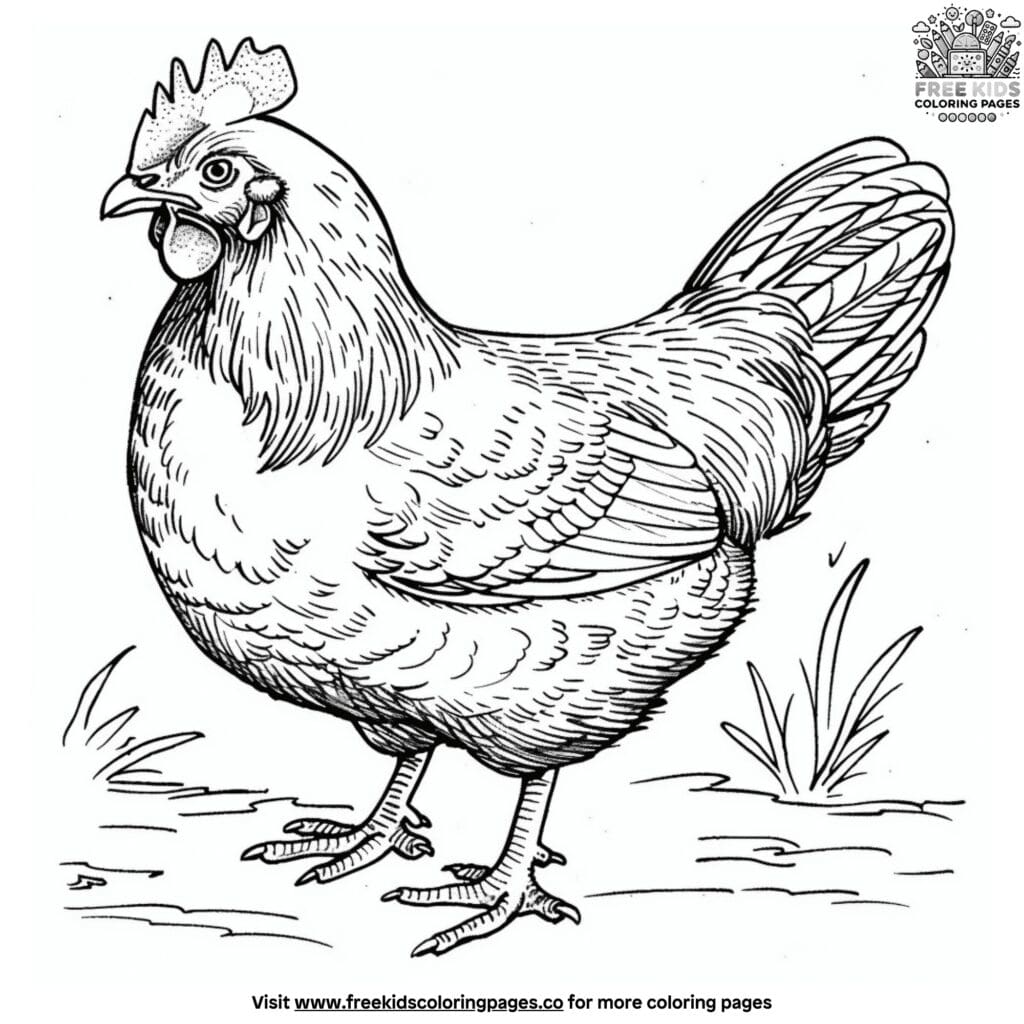 Detailed chicken coloring pages