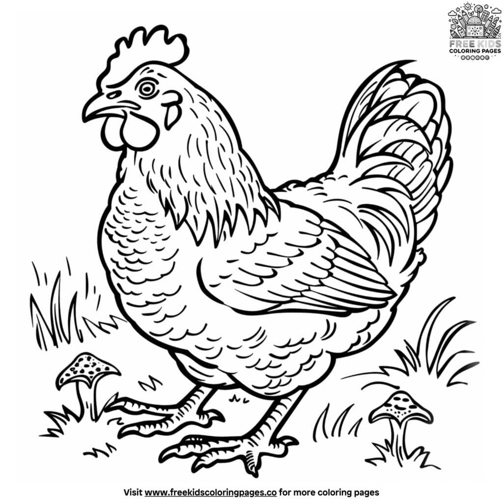 Detailed chicken coloring pages