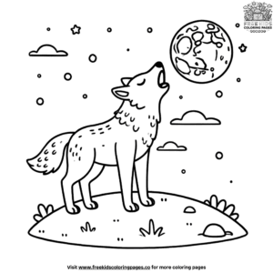 Vivid howling wolf coloring pages for young artists