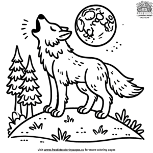 Dramatic howling wolf coloring pages for young artists