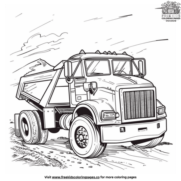 Detailed dump truck coloring pages