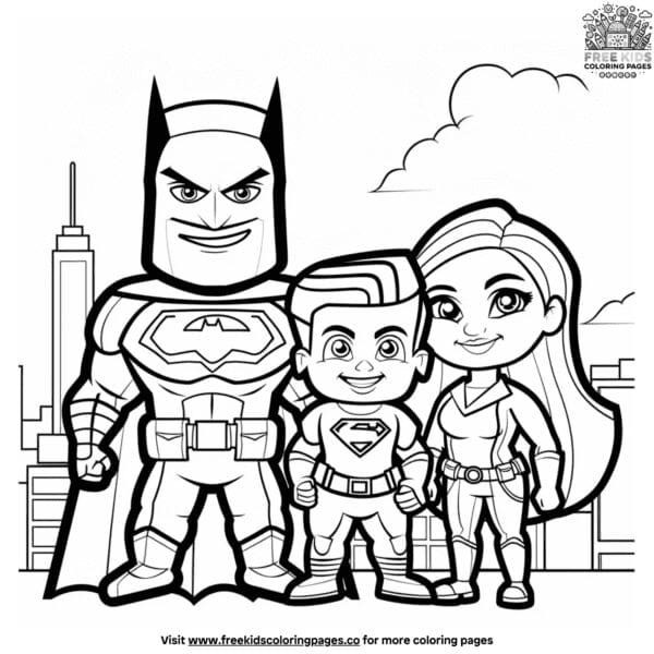 Superhero adventure coloring pages