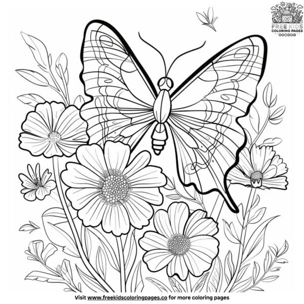 Earth day butterfly garden coloring pages