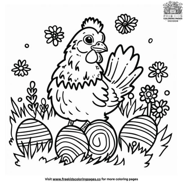 Easter chicken coloring pages