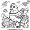 Chicken and Easter Eggs Coloring Pages