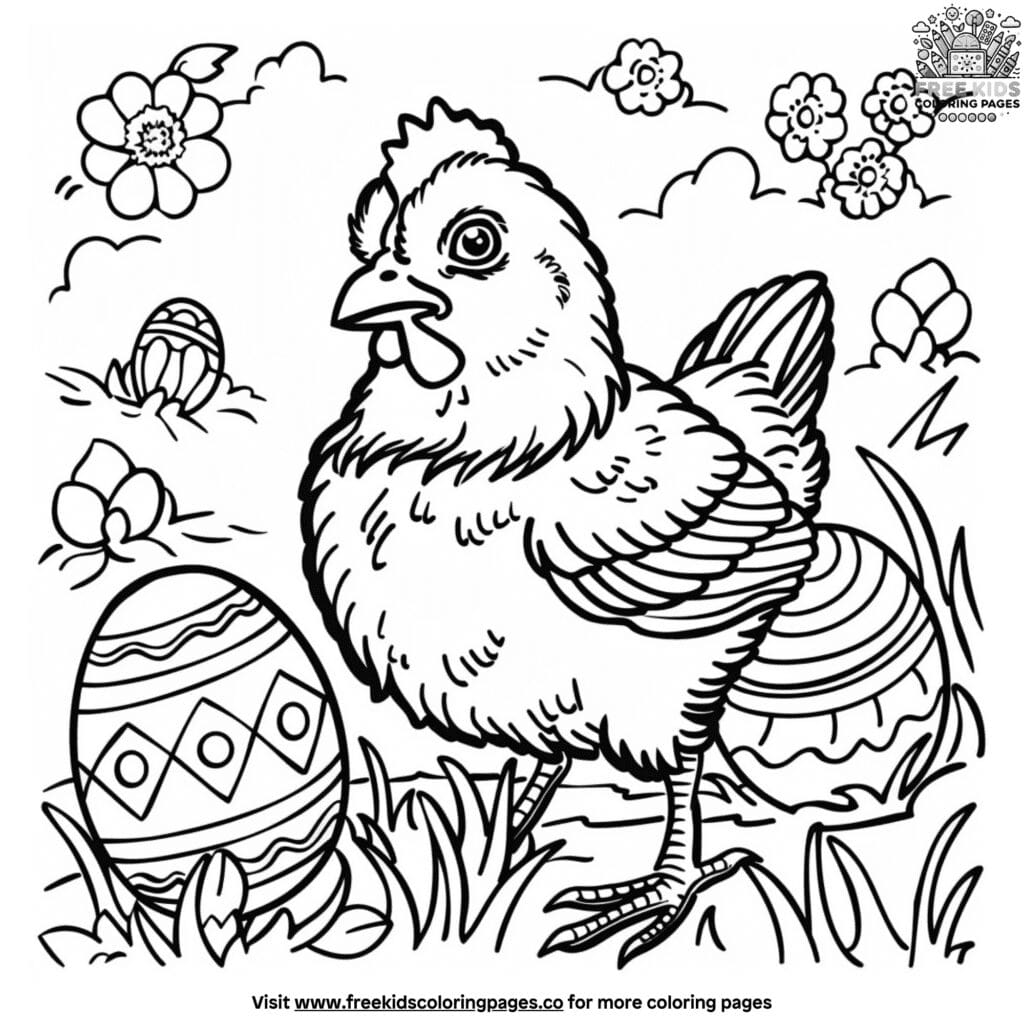 Easter chicken coloring pages