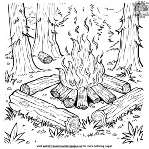 Forest campfire coloring pages