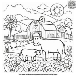 Easy farm coloring pages