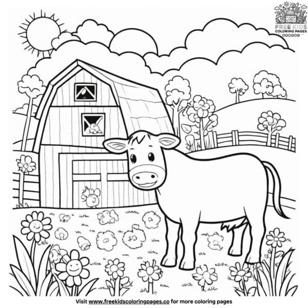 Serene farm coloring pages