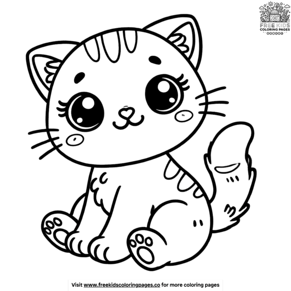 Simple kitten coloring pages for young artists