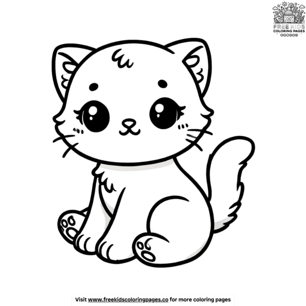 Basic kitten coloring pages for young artists