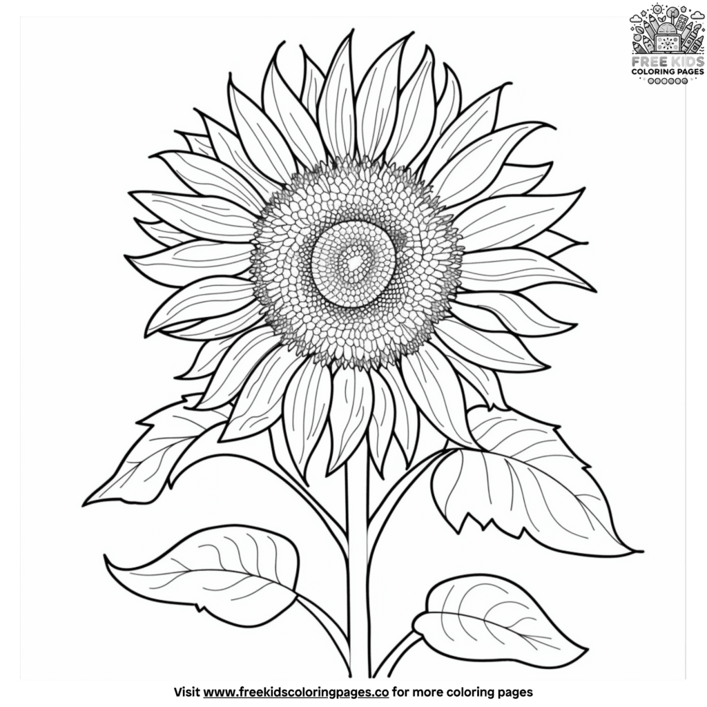 Easy sunflower coloring pages