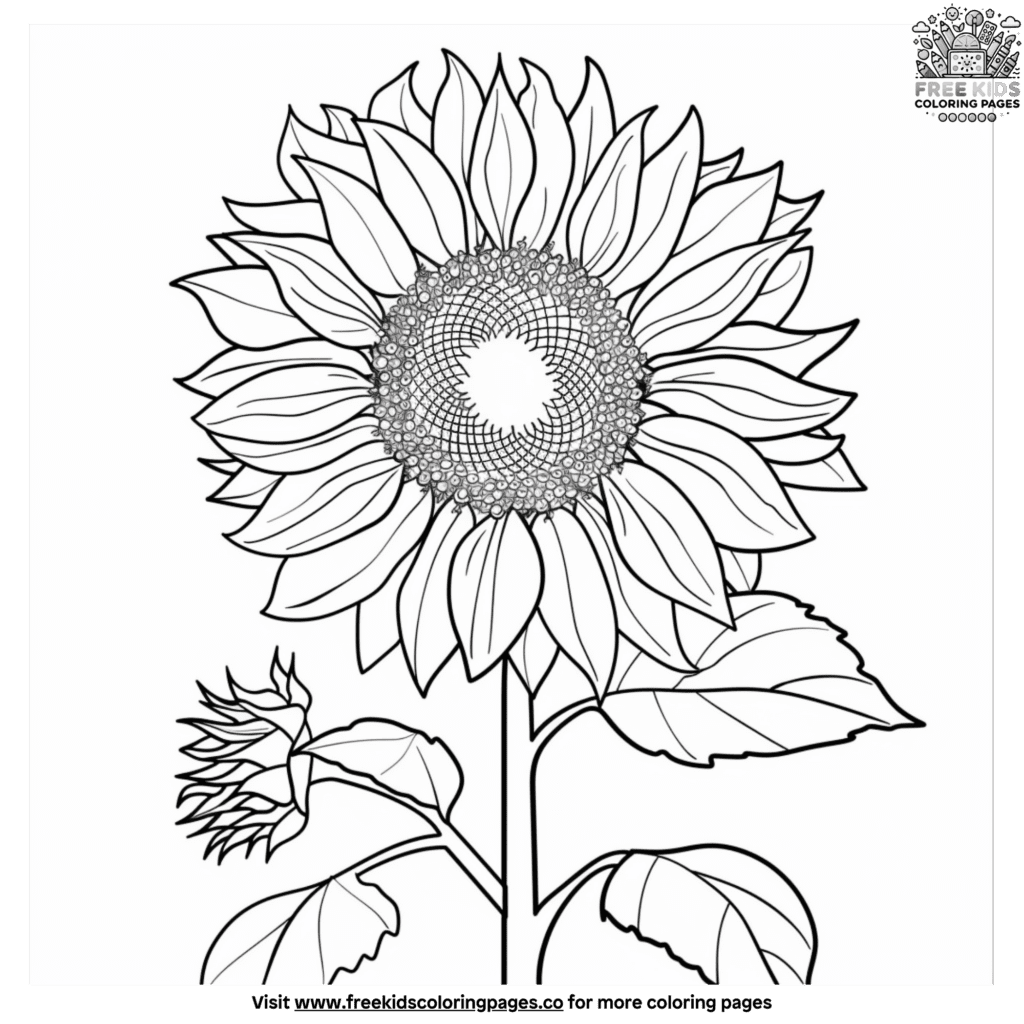 Easy sunflower coloring pages