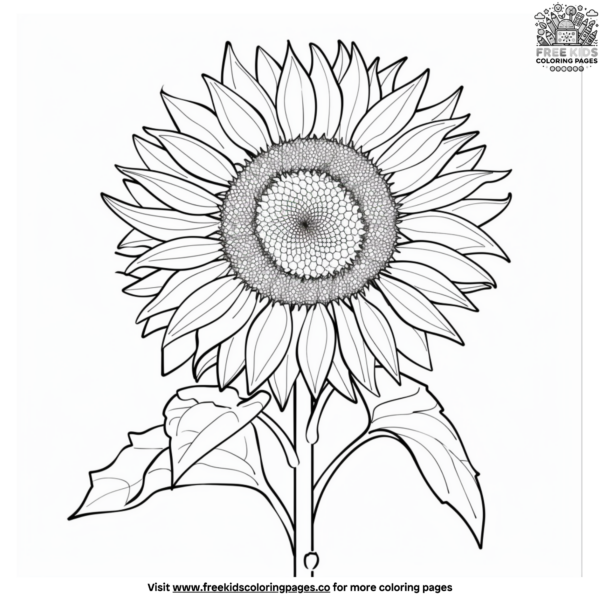 Easy Sunflower Coloring Pages